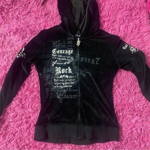 vintage black and silver y2k grunge graphic jacket